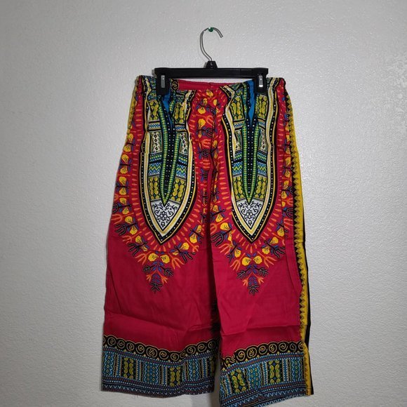 Unisex African Dashiki Shirt & Capri Pants 2pc. Set Hot Pink and Blue One‎ Size - Picture 6 of 7